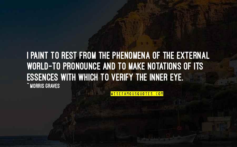 Inner Eye Quotes By Morris Graves: I paint to rest from the phenomena of Inner Eye Quotes By Morris Graves: I paint to rest from the phenomena of