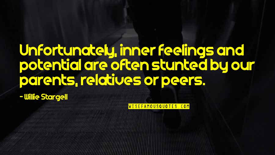 Inner Feelings Quotes By Willie Stargell: Unfortunately, inner feelings and potential are often stunted Inner Feelings Quotes By Willie Stargell: Unfortunately, inner feelings and potential are often stunted