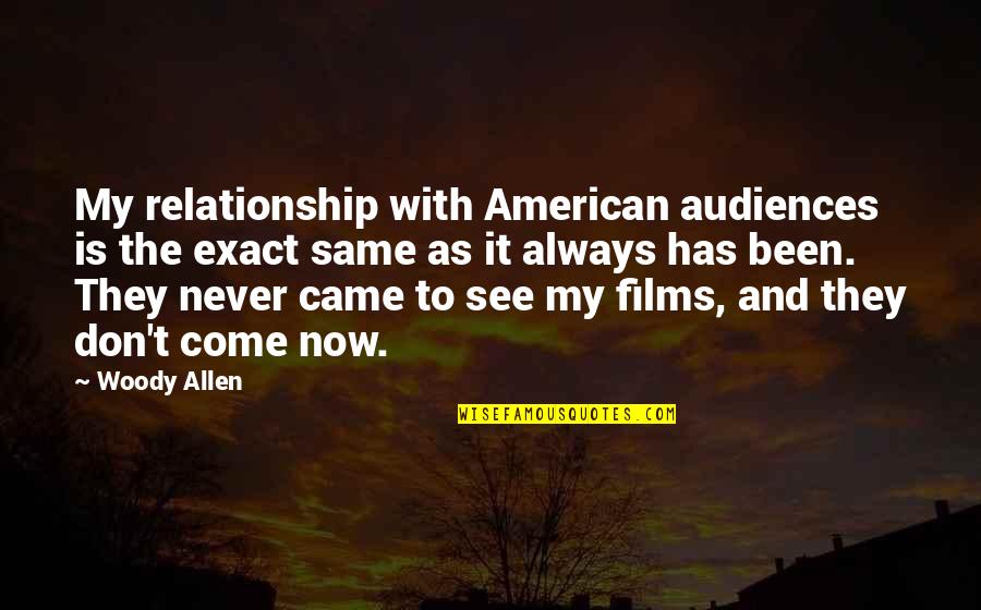Inner Kingdom Quotes By Woody Allen: My relationship with American audiences is the exact Inner Kingdom Quotes By Woody Allen: My relationship with American audiences is the exact