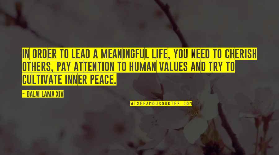 Inner Meaning Quotes By Dalai Lama XIV: In order to lead a meaningful life, you