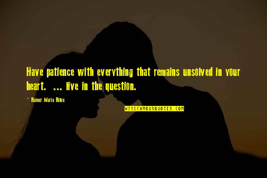 Inner Peace Quotes By Rainer Maria Rilke: Have patience with everything that remains unsolved in