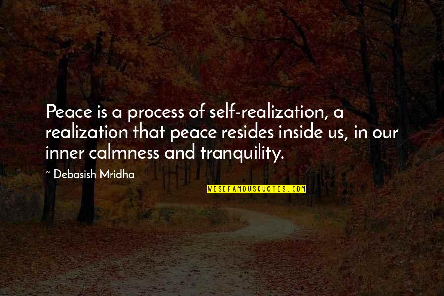 Inner Peace Tranquility Quotes By Debasish Mridha: Peace is a process of self-realization, a realization
