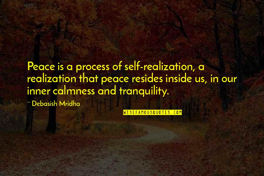 Inner Self Happiness Quotes By Debasish Mridha: Peace is a process of self-realization, a realization Inner Self Happiness Quotes By Debasish Mridha: Peace is a process of self-realization, a realization