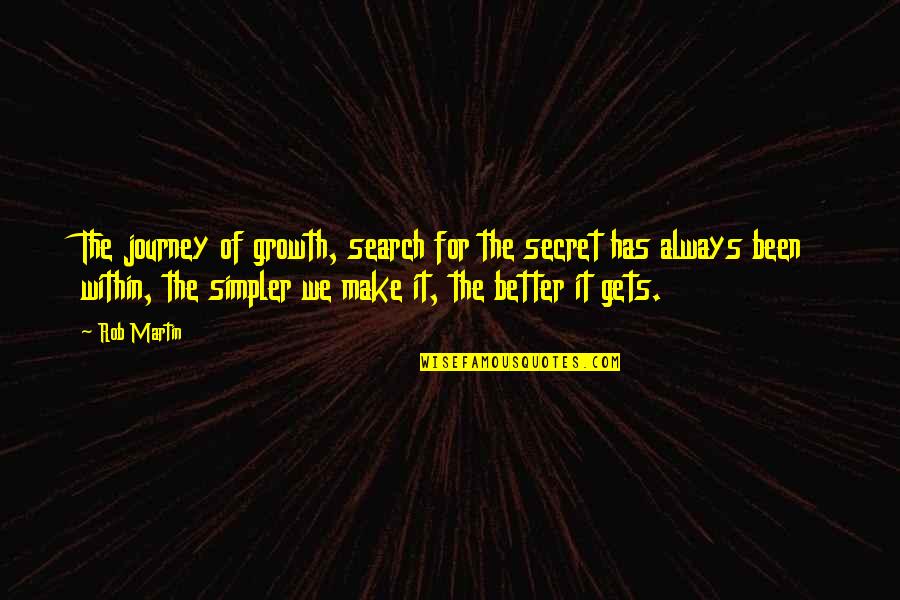 Inner Self Peace Quotes By Rob Martin: The journey of growth, search for the secret