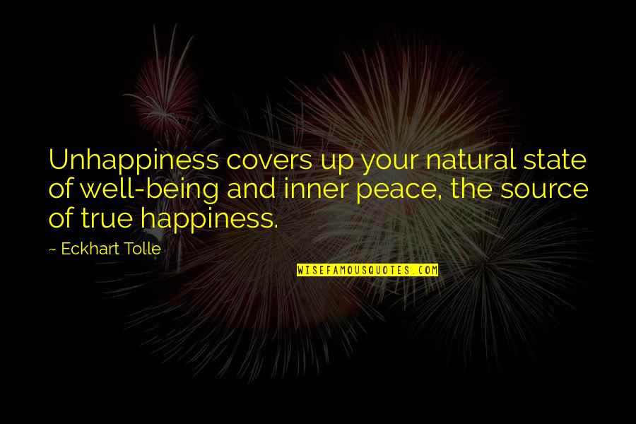 Inner Source Quotes By Eckhart Tolle: Unhappiness covers up your natural state of well-being
