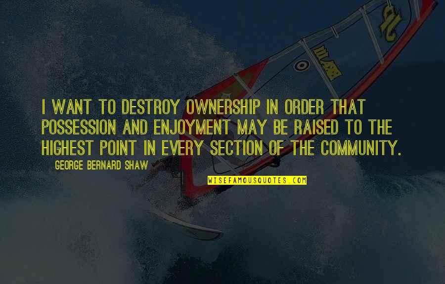 Innervated Performance Quotes By George Bernard Shaw: I want to destroy ownership in order that Innervated Performance Quotes By George Bernard Shaw: I want to destroy ownership in order that