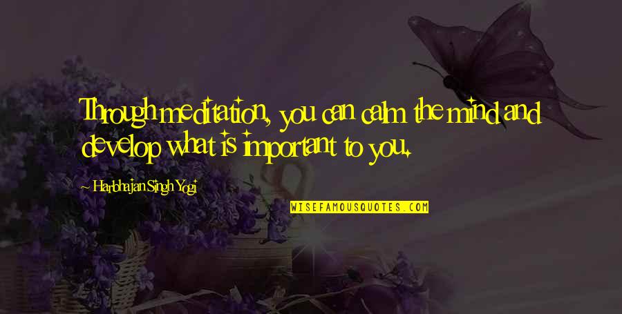 Innervating Quotes By Harbhajan Singh Yogi: Through meditation, you can calm the mind and Innervating Quotes By Harbhajan Singh Yogi: Through meditation, you can calm the mind and