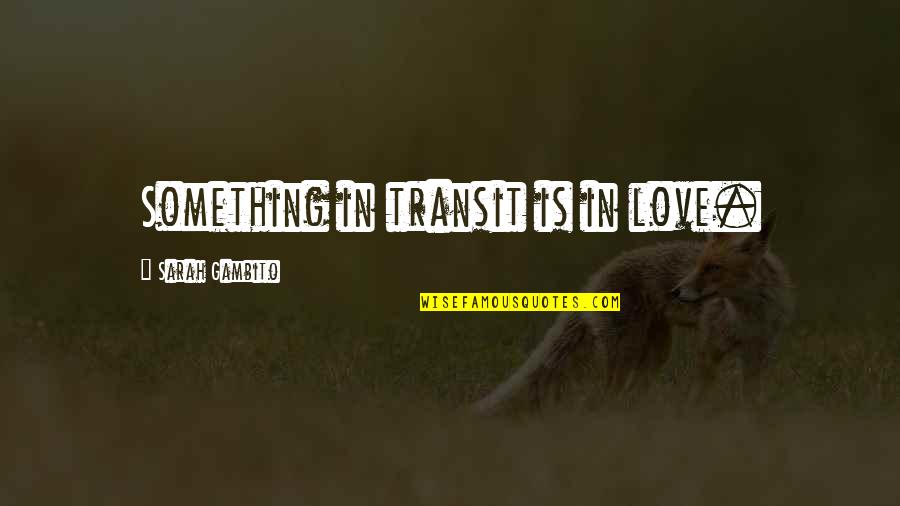 Innocence Adulthood Quotes By Sarah Gambito: Something in transit is in love.