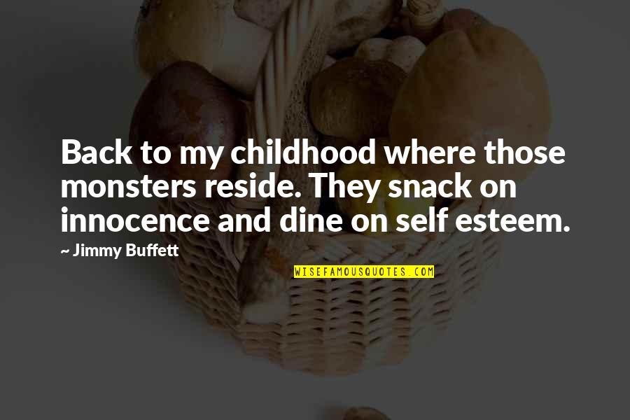 Innocence Of Childhood Quotes By Jimmy Buffett: Back to my childhood where those monsters reside.