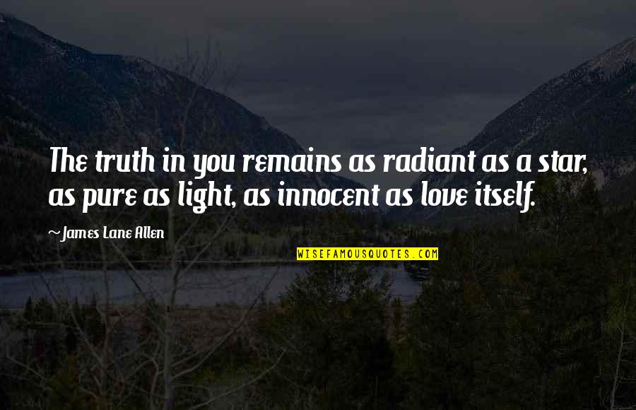 Innocent As A Quotes By James Lane Allen: The truth in you remains as radiant as