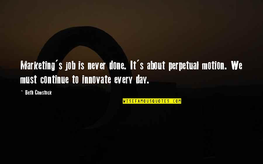 Innovate Quotes By Beth Comstock: Marketing's job is never done. It's about perpetual