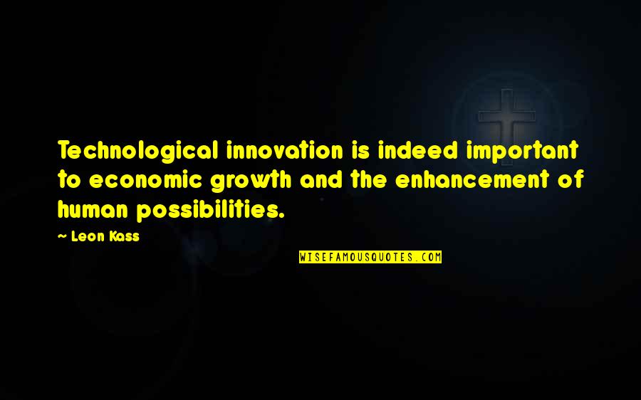 Innovation And Growth Quotes By Leon Kass: Technological innovation is indeed important to economic growth