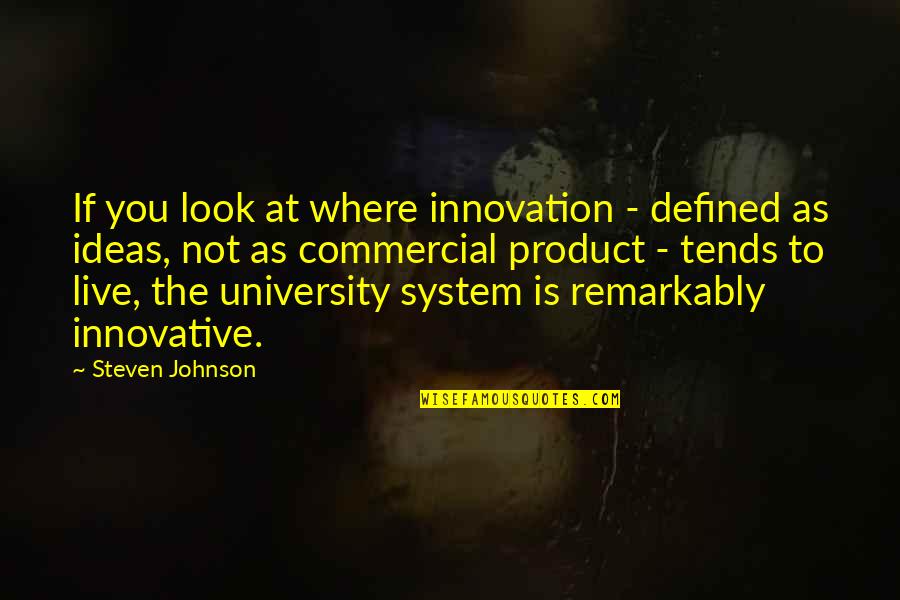 Innovation Product Quotes By Steven Johnson: If you look at where innovation - defined