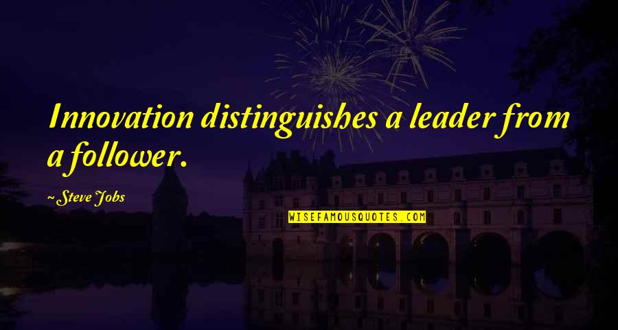 Innovation Steve Jobs Quotes By Steve Jobs: Innovation distinguishes a leader from a follower. Innovation Steve Jobs Quotes By Steve Jobs: Innovation distinguishes a leader from a follower.