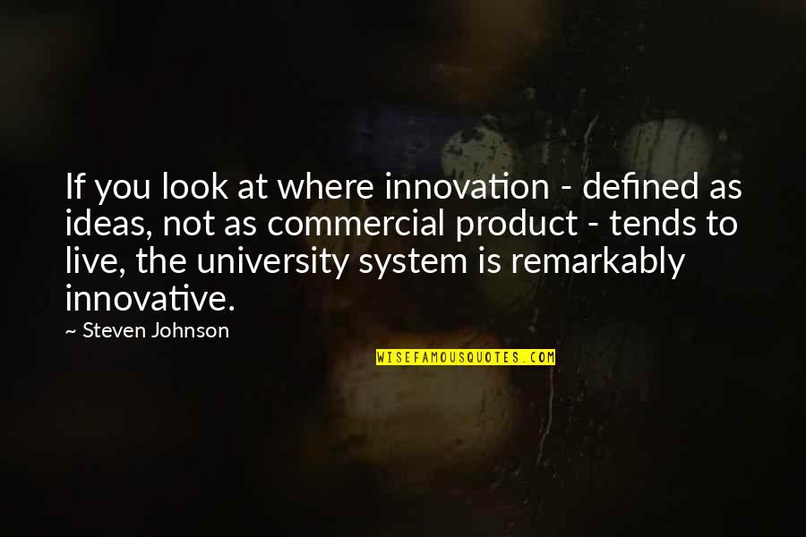Innovative Quotes By Steven Johnson: If you look at where innovation - defined