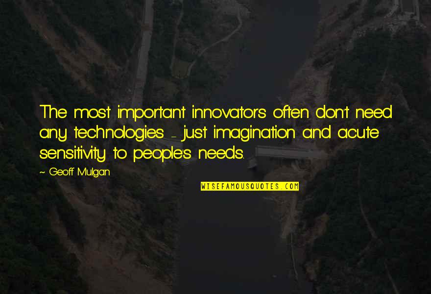 Innovators Quotes By Geoff Mulgan: The most important innovators often don't need any Innovators Quotes By Geoff Mulgan: The most important innovators often don't need any