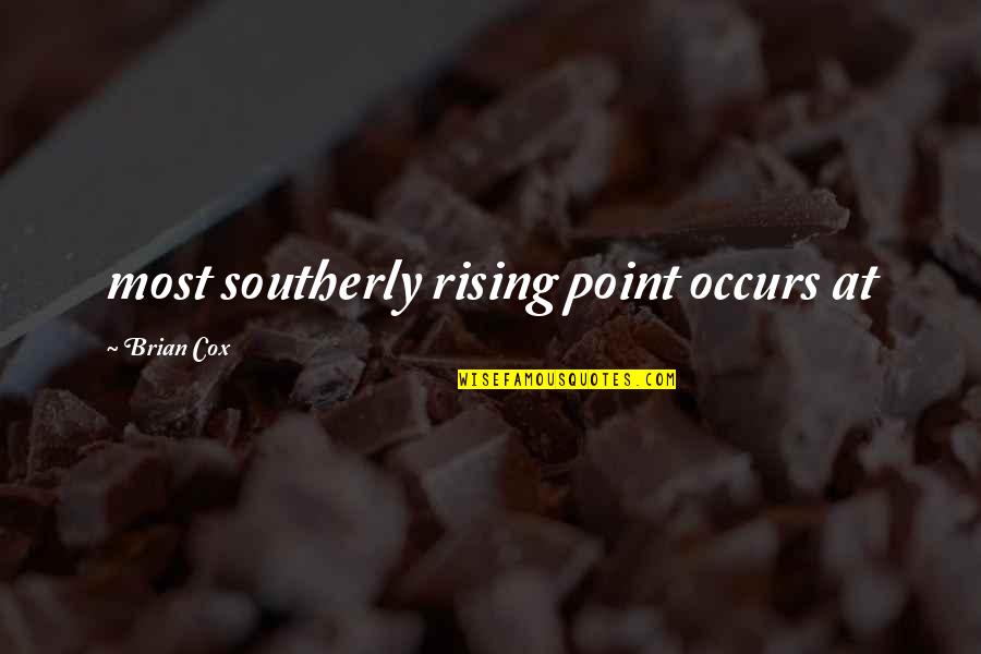 Inosine Parkinsons Quotes By Brian Cox: most southerly rising point occurs at