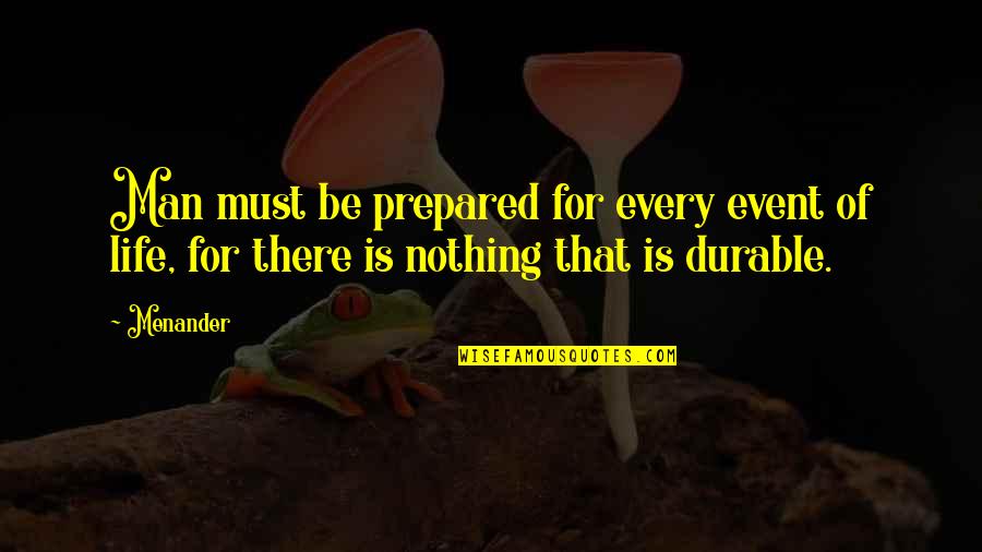 Insane Gym Quotes By Menander: Man must be prepared for every event of