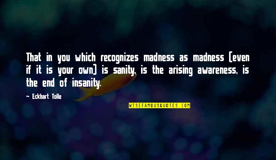 Insanity And Sanity Quotes By Eckhart Tolle: That in you which recognizes madness as madness