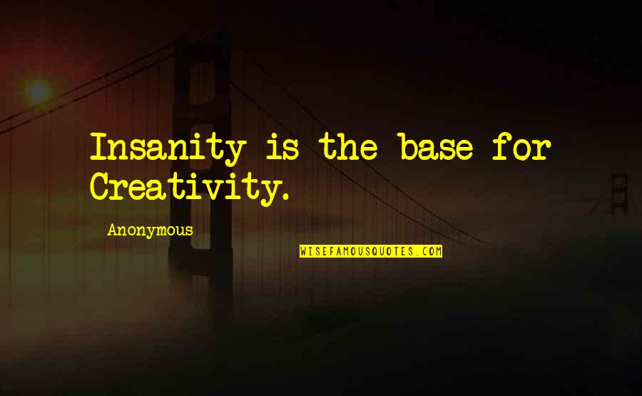 Insanity Quotes By Anonymous: Insanity is the base for Creativity.