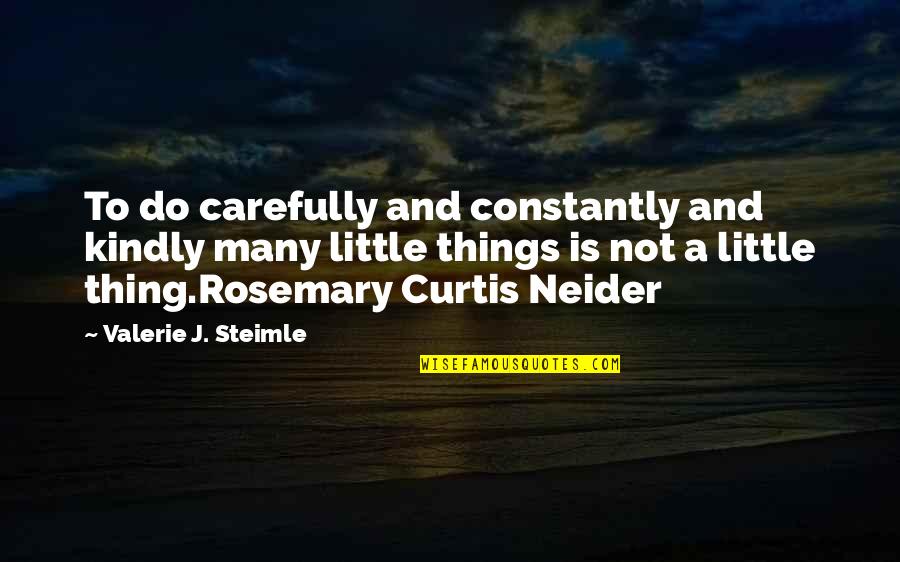 Insaniyat Ki Quotes By Valerie J. Steimle: To do carefully and constantly and kindly many