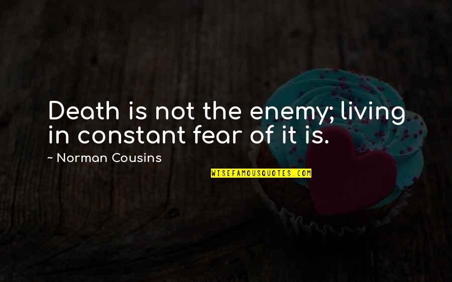 Insanos Legenda Quotes By Norman Cousins: Death is not the enemy; living in constant