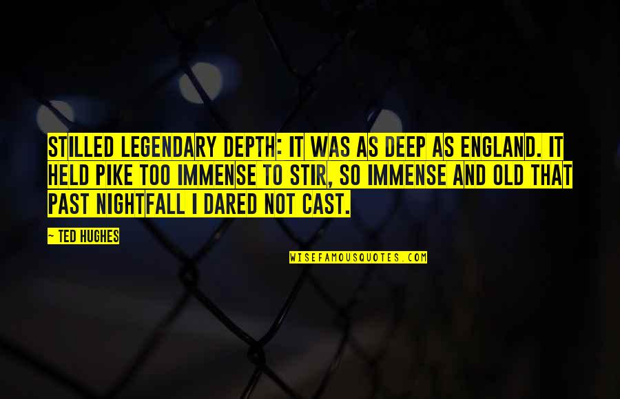 Inscrutability Quotes By Ted Hughes: Stilled legendary depth: It was as deep as