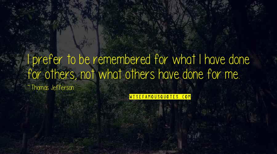 Insdiechi Quotes By Thomas Jefferson: I prefer to be remembered for what I