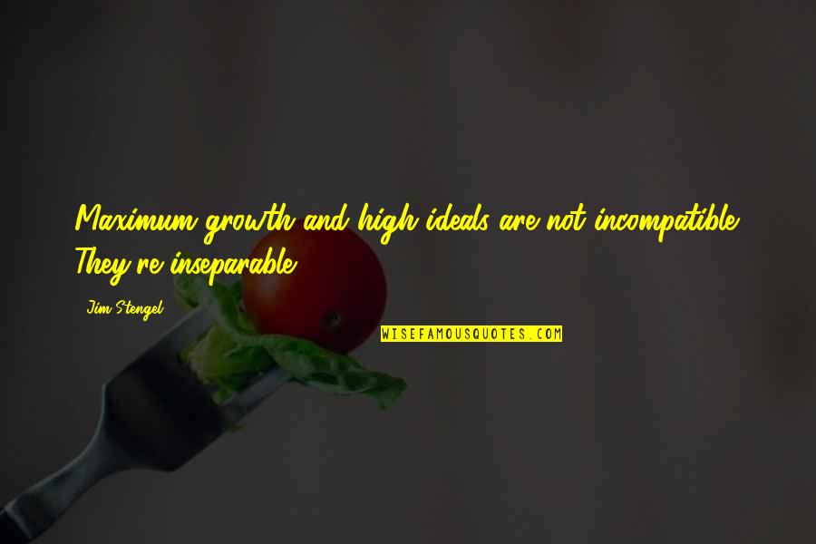 Inseparable Quotes By Jim Stengel: Maximum growth and high ideals are not incompatible.