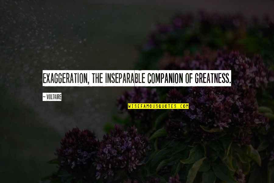 Inseparable Quotes By Voltaire: Exaggeration, the inseparable companion of greatness.