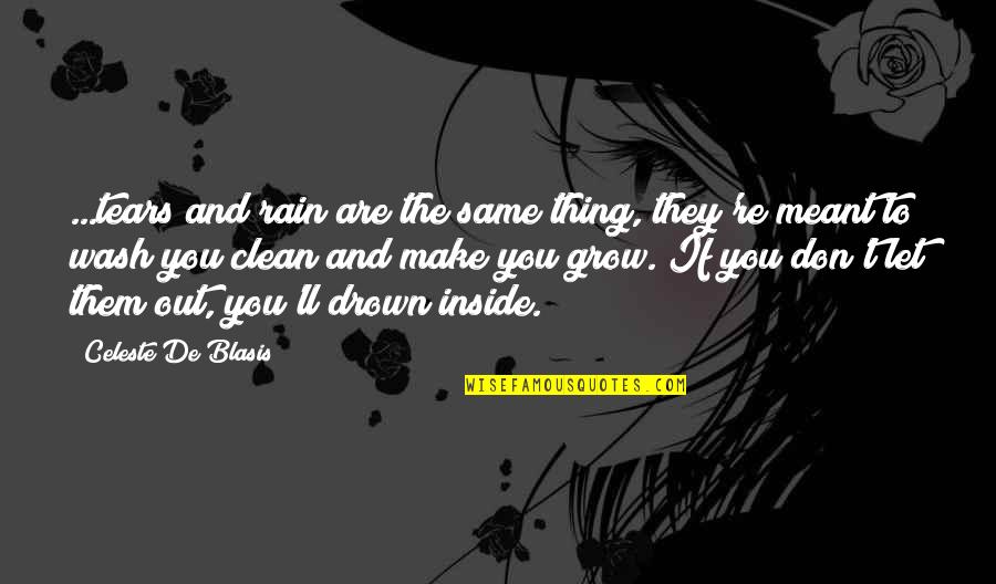 Inside And Out Quotes By Celeste De Blasis: ...tears and rain are the same thing, they're
