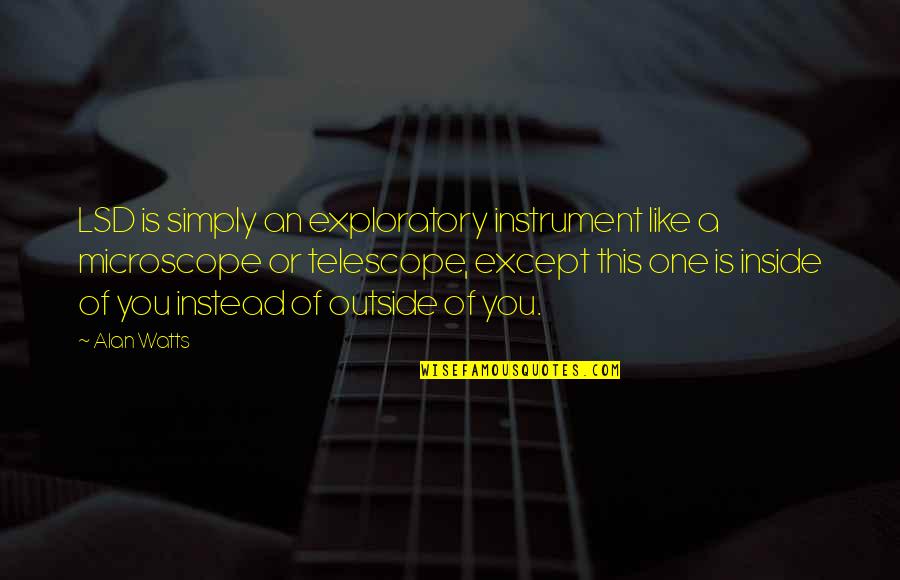 Inside Outside Quotes By Alan Watts: LSD is simply an exploratory instrument like a