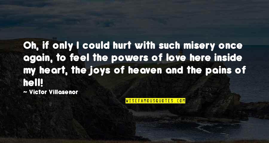 Inside Pain Quotes By Victor Villasenor: Oh, if only I could hurt with such