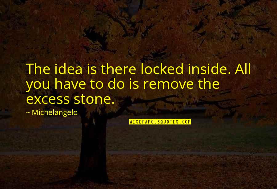 Inside Quotes By Michelangelo: The idea is there locked inside. All you