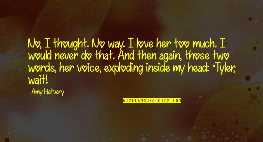 Inside Voice Quotes By Amy Hatvany: No, I thought. No way. I love her