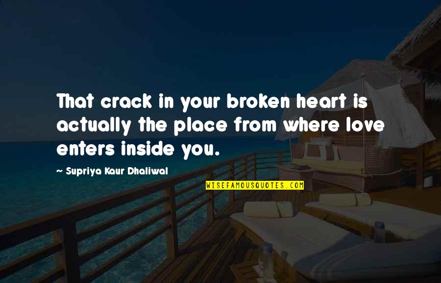Inside Your Heart Quotes By Supriya Kaur Dhaliwal: That crack in your broken heart is actually Inside Your Heart Quotes By Supriya Kaur Dhaliwal: That crack in your broken heart is actually