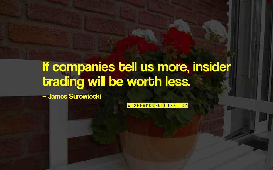 Insider Trading Quotes By James Surowiecki: If companies tell us more, insider trading will