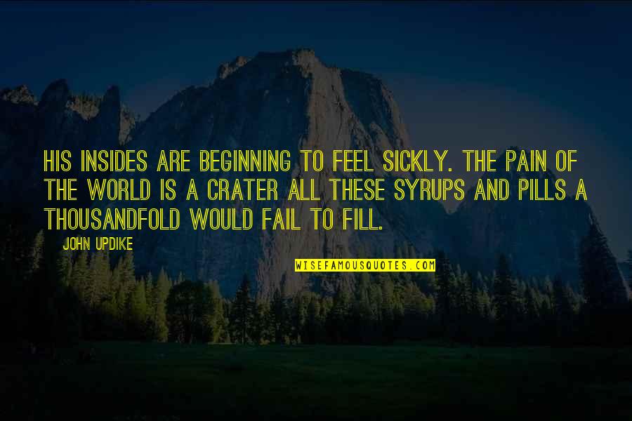 Insides Quotes By John Updike: His insides are beginning to feel sickly. The