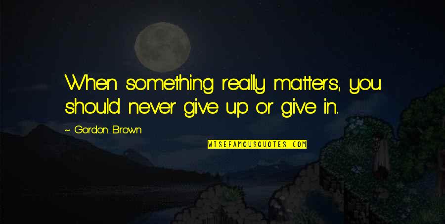Insidestl Quotes By Gordon Brown: When something really matters, you should never give