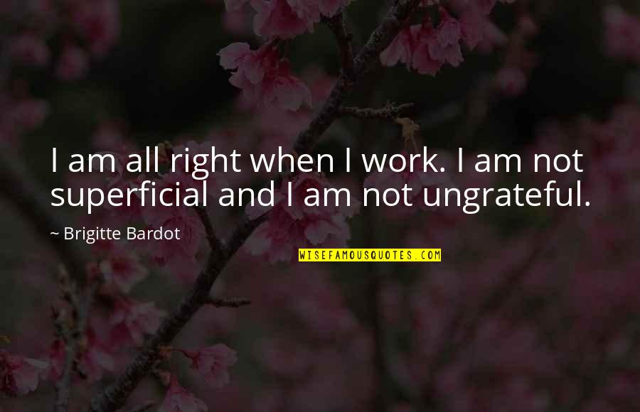 Insightful Friendship Quotes By Brigitte Bardot: I am all right when I work. I