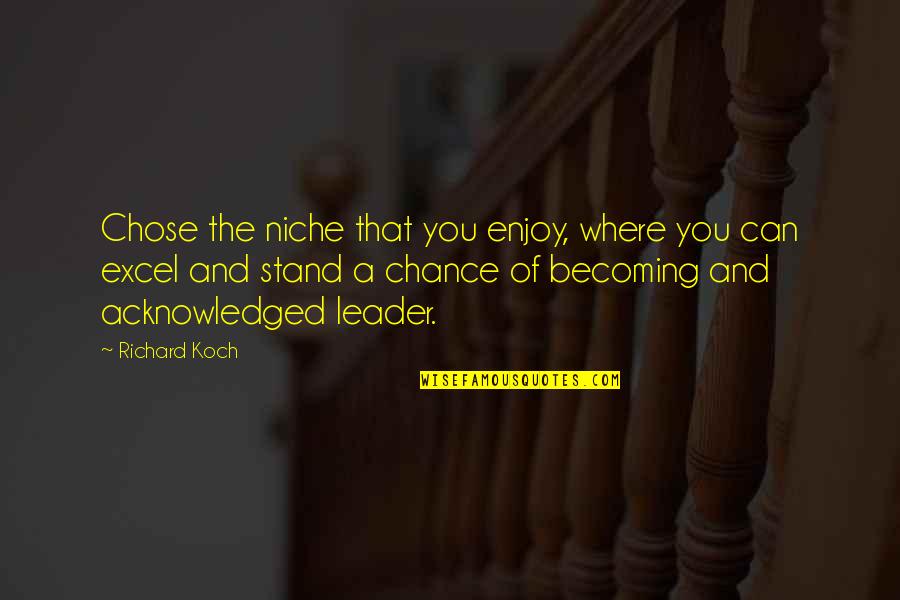 Insightful Friendship Quotes By Richard Koch: Chose the niche that you enjoy, where you