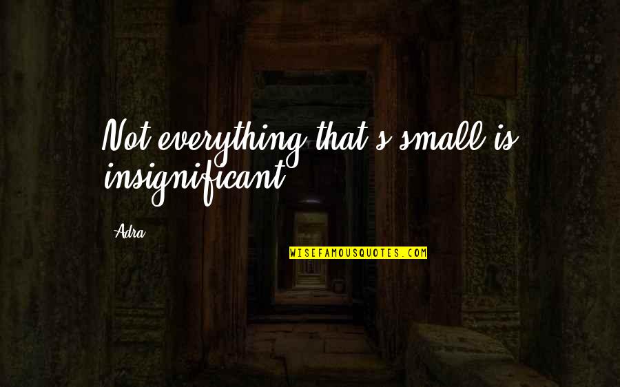 Insignificant Quotes By Adra: Not everything that's small is insignificant.