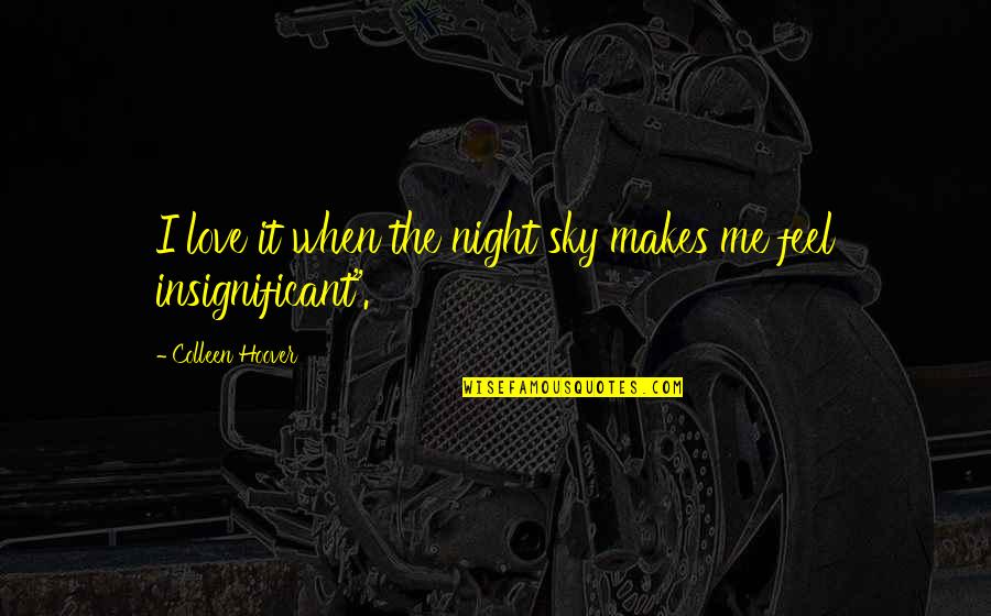 Insignificant Quotes By Colleen Hoover: I love it when the night sky makes