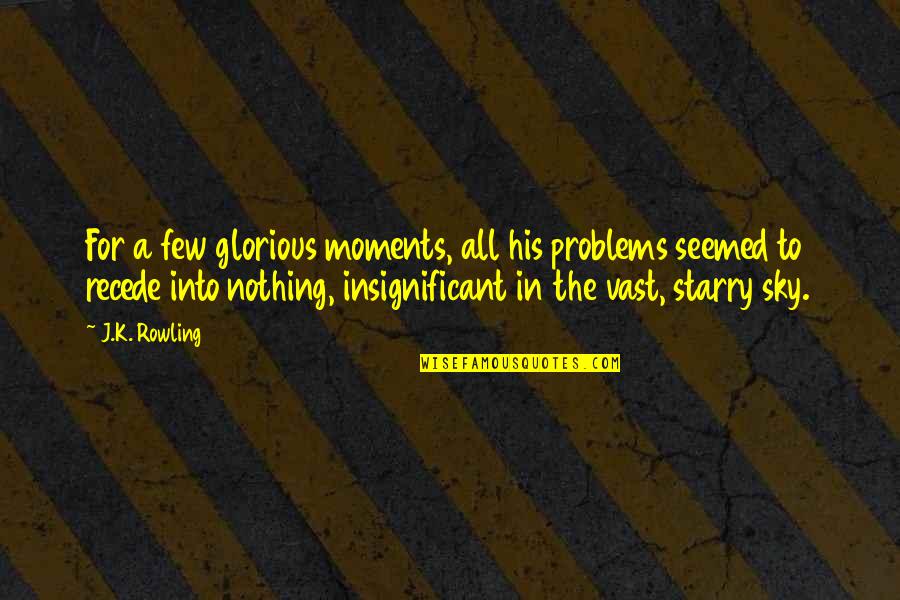 Insignificant Quotes By J.K. Rowling: For a few glorious moments, all his problems Insignificant Quotes By J.K. Rowling: For a few glorious moments, all his problems