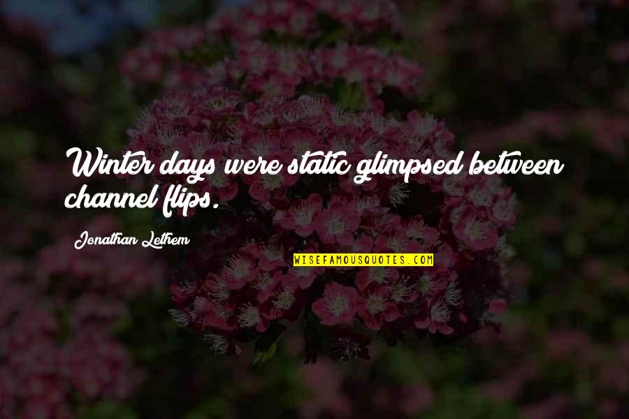 Insignificantly Quotes By Jonathan Lethem: Winter days were static glimpsed between channel flips. Insignificantly Quotes By Jonathan Lethem: Winter days were static glimpsed between channel flips.