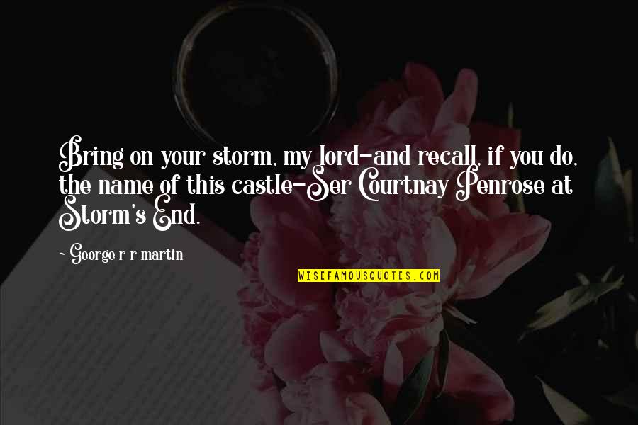 Insinuar Conjugation Quotes By George R R Martin: Bring on your storm, my lord-and recall, if