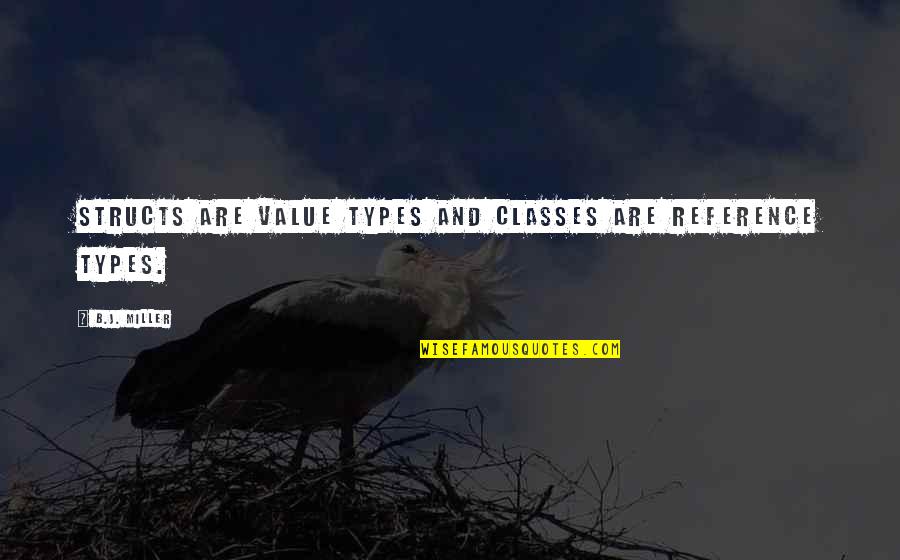 Insnaring Quotes By B.J. Miller: Structs are value types and classes are reference Insnaring Quotes By B.J. Miller: Structs are value types and classes are reference