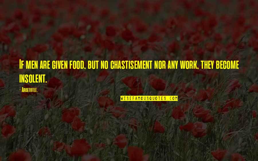 Insolent Quotes By Aristotle.: If men are given food, but no chastisement