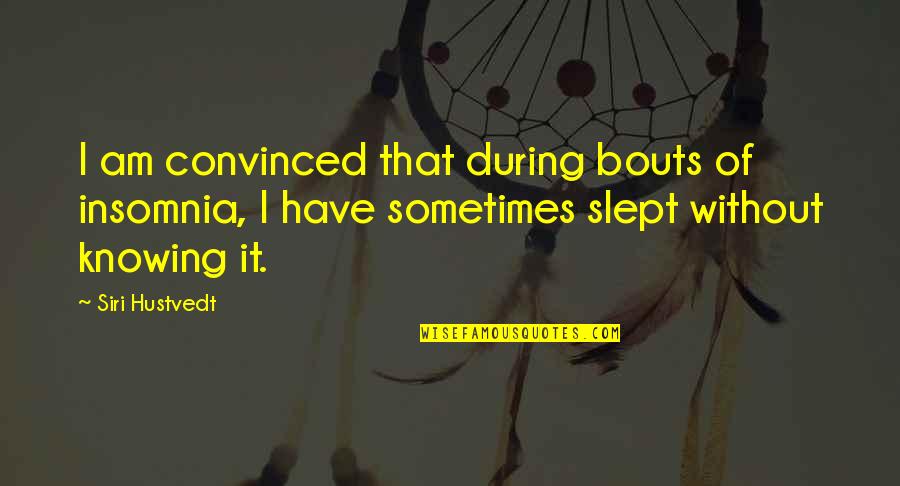 Insomnia Quotes By Siri Hustvedt: I am convinced that during bouts of insomnia,