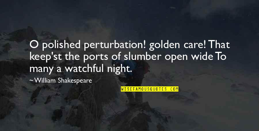 Insomnia Quotes By William Shakespeare: O polished perturbation! golden care! That keep'st the